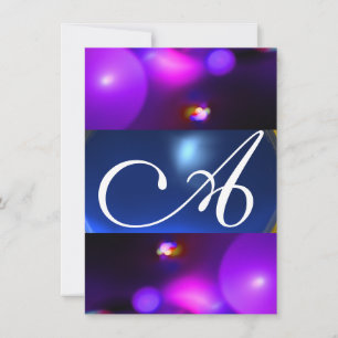 Convites BOLHA QUÂNTICA MONOGRAMA  roxo azul rsvp