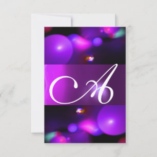 Convites BOLHA QUÂNTICA MONOGRAMA roxo rsvp