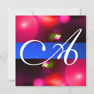 Convites BOLHA QUÂNTICA MONOGRAMA vermelha azul