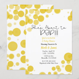 Convites Bolhas Amarelas Brancas com Bolinhas Ela Está Pres