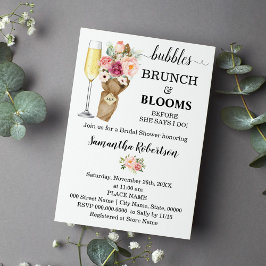Convites Bolhas Brunei e Blooms Chá de panela Flores Rosa