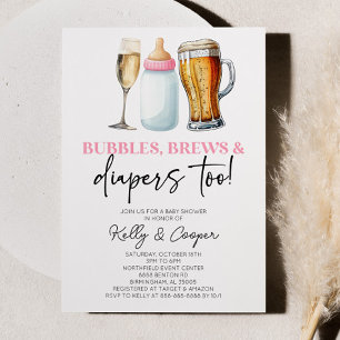 Convites Bolhas cor-de-rosa e Fraldas também! Chá de fralda