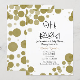 Convites Bolhas de Pontos Polka Dourado e Branco CHUVA DEST