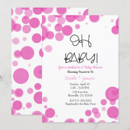 Convites Bolhas de Pontos Polka Rosa e Branco AH BABY Chá d