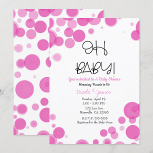Convites Bolhas de Pontos Polka Rosa e Branco AH BABY Chá d