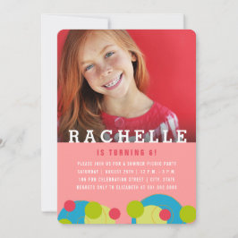 Convites Bolhas de Pontos Verdes Foto da Festa de aniversár