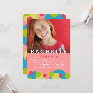 Convites Bolhas de Pontos Verdes Foto da Festa de aniversár