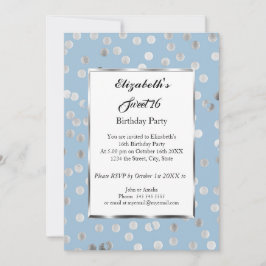 Convites Bolhas de prata do partido azul Doce 16 Festas de 