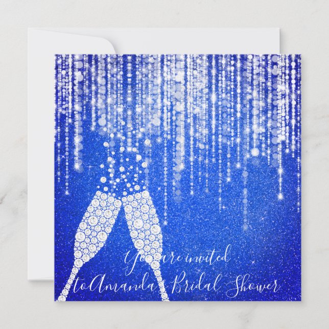 Convites Bolhas de vidro de diamante 30 40º Bridal Royal Bl (Frente)