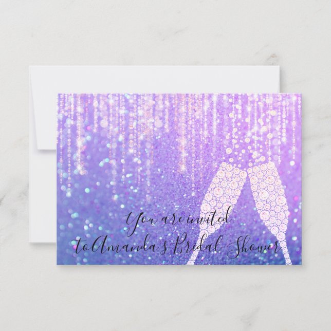 Convites Bolhas de Vidro de Diamante Doce16º Casamento de B (Frente)