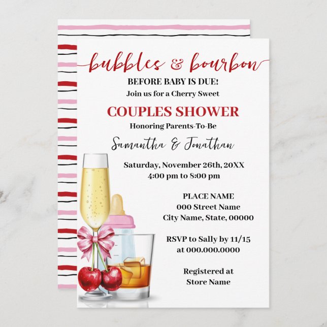 Convites Bolhas e Bourbon antes do Chá de Cereja devido ao  (Frente/Verso)