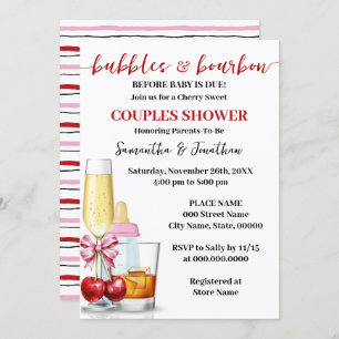 Convites Bolhas e Bourbon antes do Chá de Cereja devido ao 