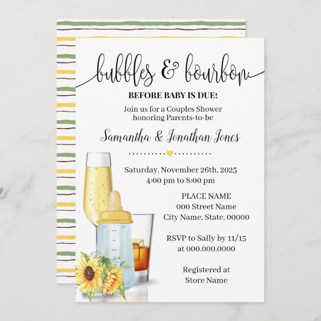 Convites Bolhas e brechas antes do bebê devido Chá de giras (Frente/Verso)