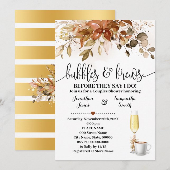 Convites Bolhas e brechas Queda Chá de panela de café (Frente/Verso)