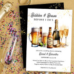 Convites Bolhas e Festa de noivado do Chá de casamento<br><div class="desc">As bolhas e as pintas antes que eu faça é celebrar o noivado deles com um chá de casamento. Casais de chic convite de festas com cervejas e champanhe em uma paleta de cores de luxo de preto e ouro. Fácil de personalizar para uma festa de noivado, festa de champanhe,...</div>