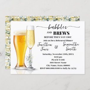 Convites Bolhas e Janto de ensaio Eucalipto e Dourado