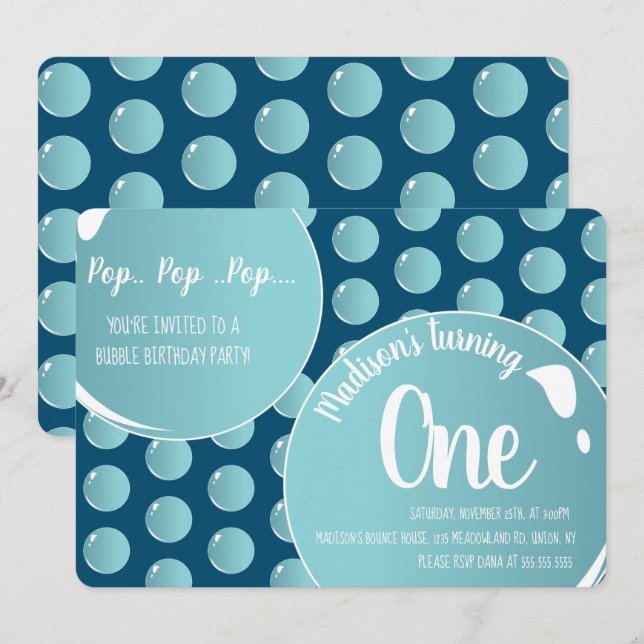 Convites Bolhas Pop Pop Pop de de de aniversário (Frente/Verso)
