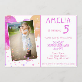 Convites Bolhas Rosa Bonitas Foto Rapariga Criança Foto de 