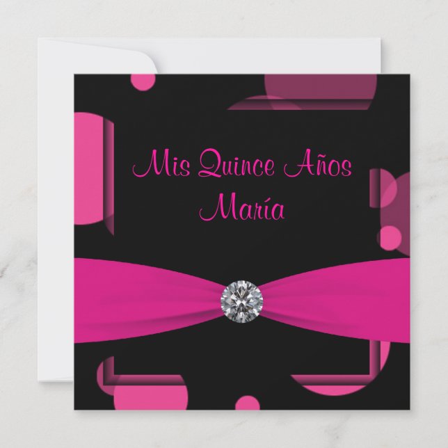 Convites Bolhas Rosa Quinceanera (Frente)
