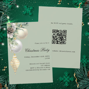 Convites Bolhas verdes de ouro branco Código QR Festa de Na