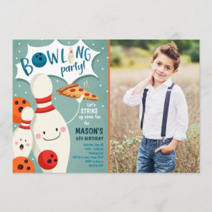 Convites Boliche Aniversário Chamando Garoto Pizza Ataca