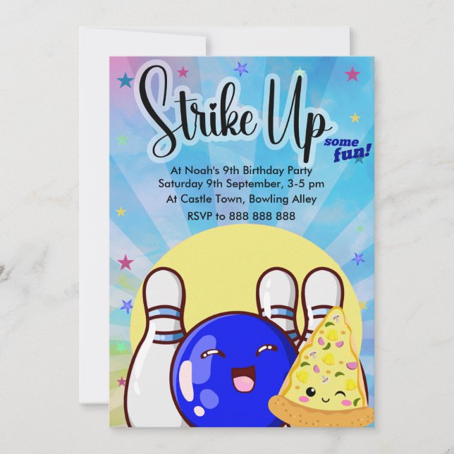 Convites Boliche Azul, Tie Dye Party (Frente)