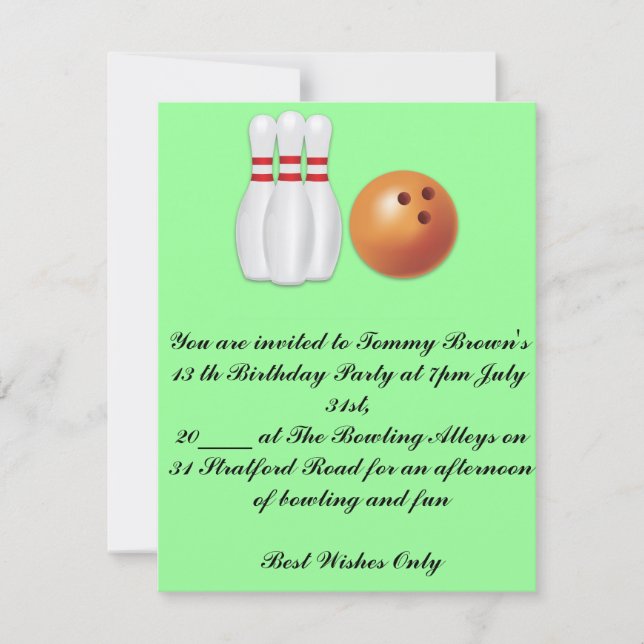 Convites Boliche de 13 de aniversário (Frente)