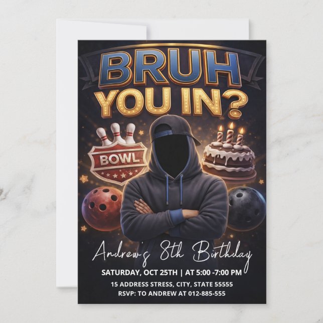 Convites Boliche de aniversário personalizado para adolesce (Frente)