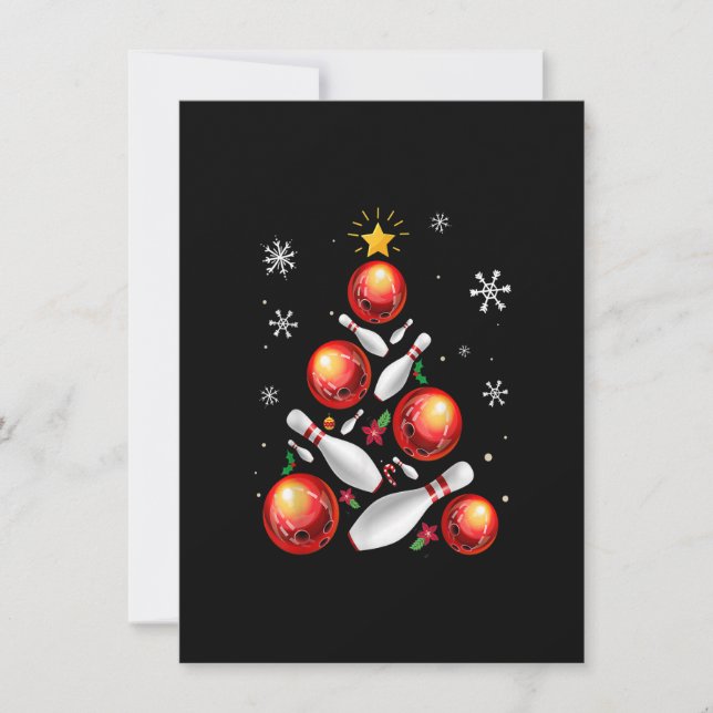 Convites Boliche Engraçada Árvore de Natal Luz de Natal (Frente)