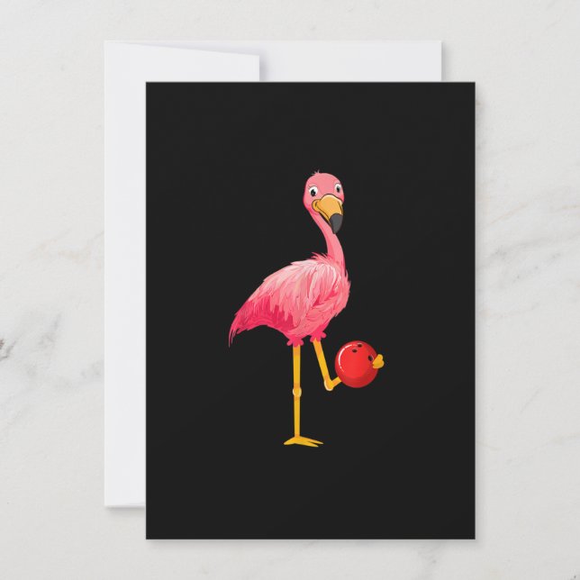 Convites Boliche Flamingo - Jogador Engraçado de Boliche Fl (Frente)