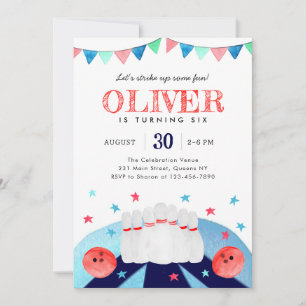 Convites Boliche Garoto Festa de aniversário Agita Divertid