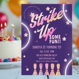 Convites Boliche Noturno Neon Pink Party