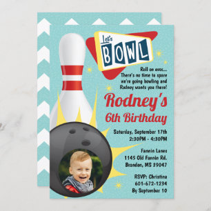 Convites Boliche Party Retro Tenpin com foto