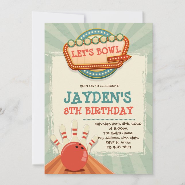 Convites Boliche Vintage (Frente)