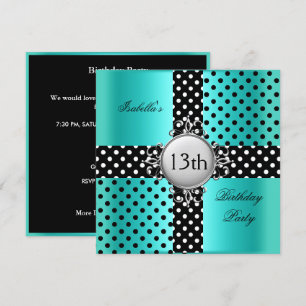 Convites Bolinhas 13 Festa de aniversário Azul Azul Azul A