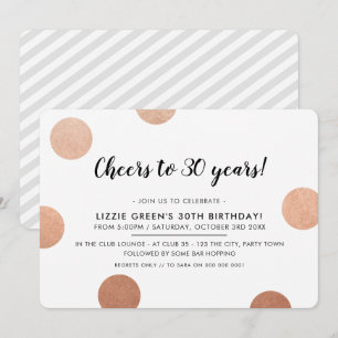Convites bolinhas aniversário de 30 anos na moda rosa PARTY