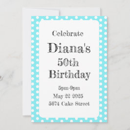 Convites Bolinhas Azuis E Brancas 50º Aniversário