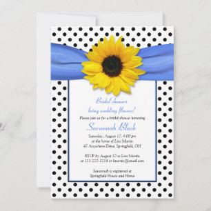 Convites Bolinhas Azul Chá de panela de Casamento de Girass