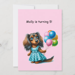 Convites Bolinhas azul Dachshund