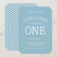 Bolinhas Azul Moderno Mínimo Primeiro Aniversário