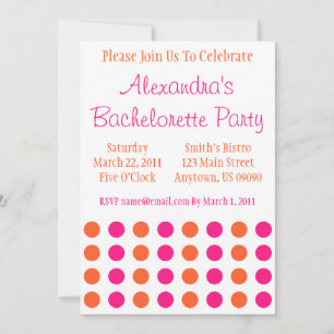 Convites Bolinhas Bachelorette Invite (Rosa Quente / Laranj