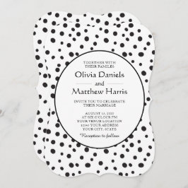 Convites Bolinhas. Casamento Negro e Branco