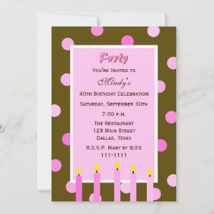 Convites Bolinhas cor-de-Convite de festas aniversário de 4