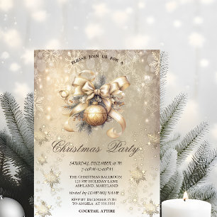 Convites Bolinhas de Natal Arco Flocos de Neve Dourado