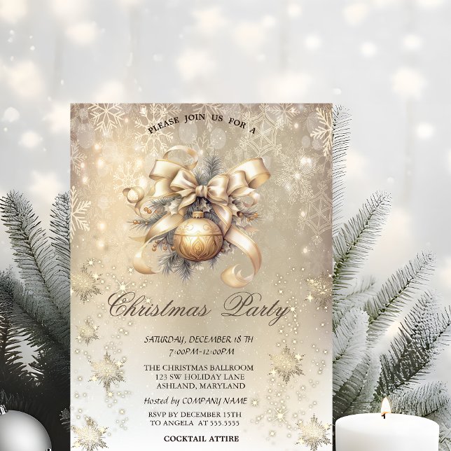 Convites Bolinhas de Natal Arco Flocos de Neve Dourado (Criador carregado)