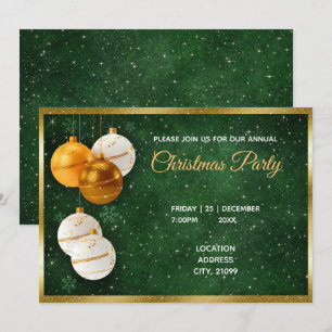 Convites Bolinhas de Natal Douradas e Brancas