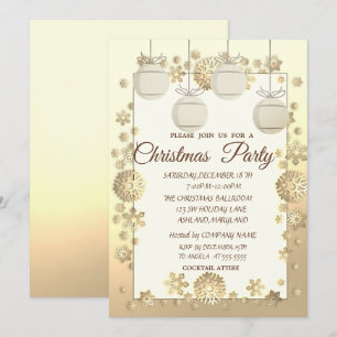 Convites Bolinhas de Natal, Dourado Festa de Natal Corporat