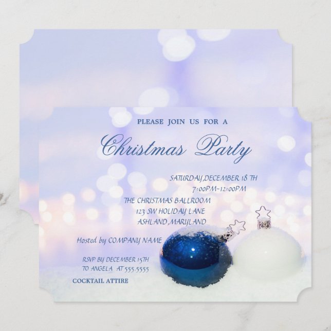 Convites Bolinhas de Natal, Festa de Natal Corporativa (Frente/Verso)