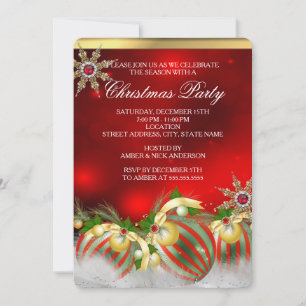 Convites Bolinhas de Natal Vermelho Prata Dourado Azevinho 