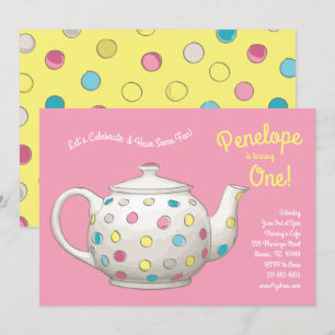 Convites Bolinhas de primeiro aniversario para Crianças do 